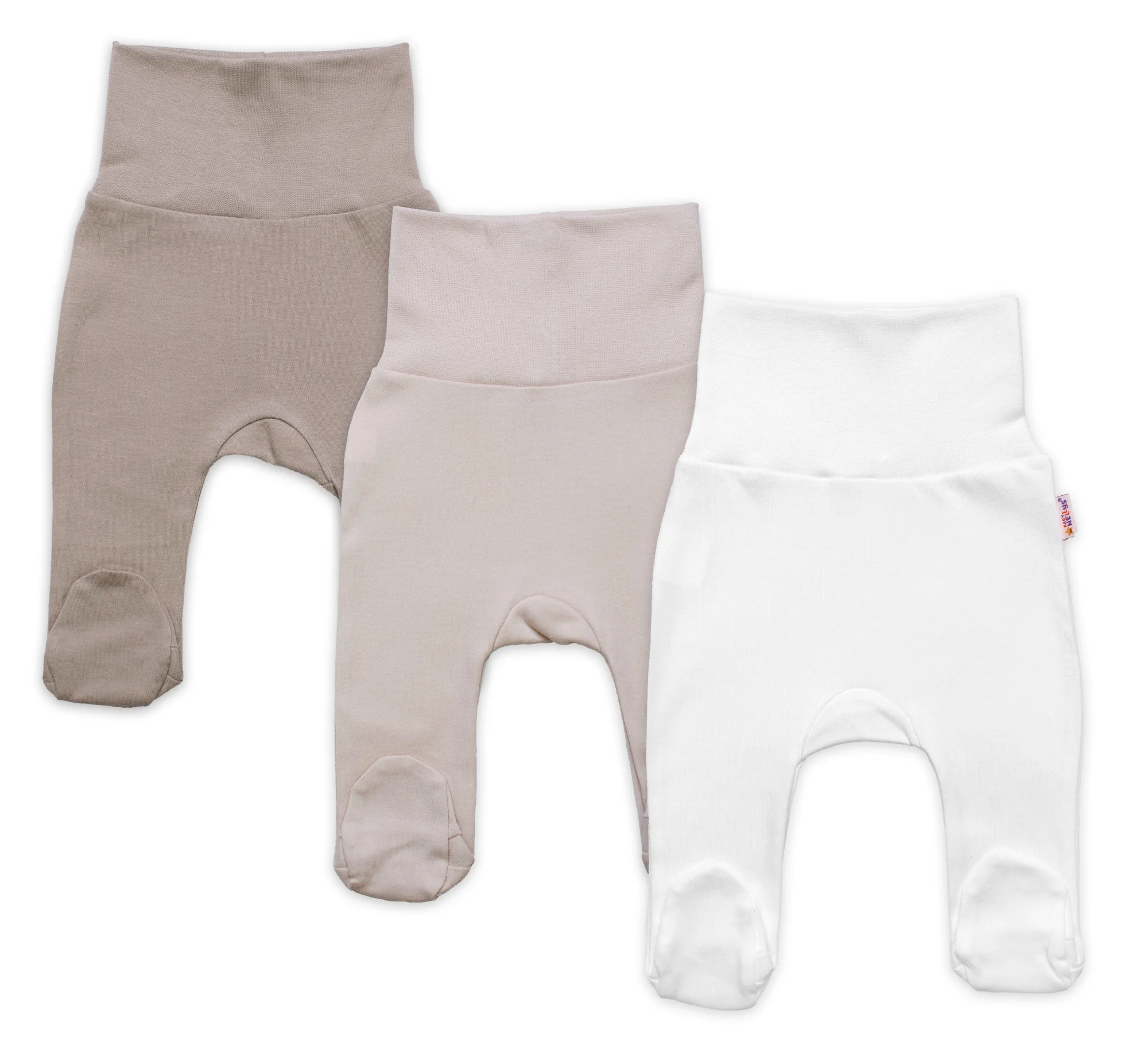 Baby Nellys Rostoucí výhodná sada, 3x polodupačky pro miminko Nature - béžová/taupe/bílá