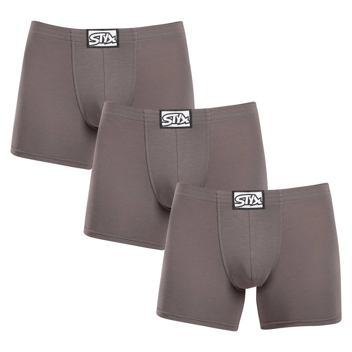 Styx 3PACK pánské boxerky long klasická guma tmavě šedé (3F1063) M 