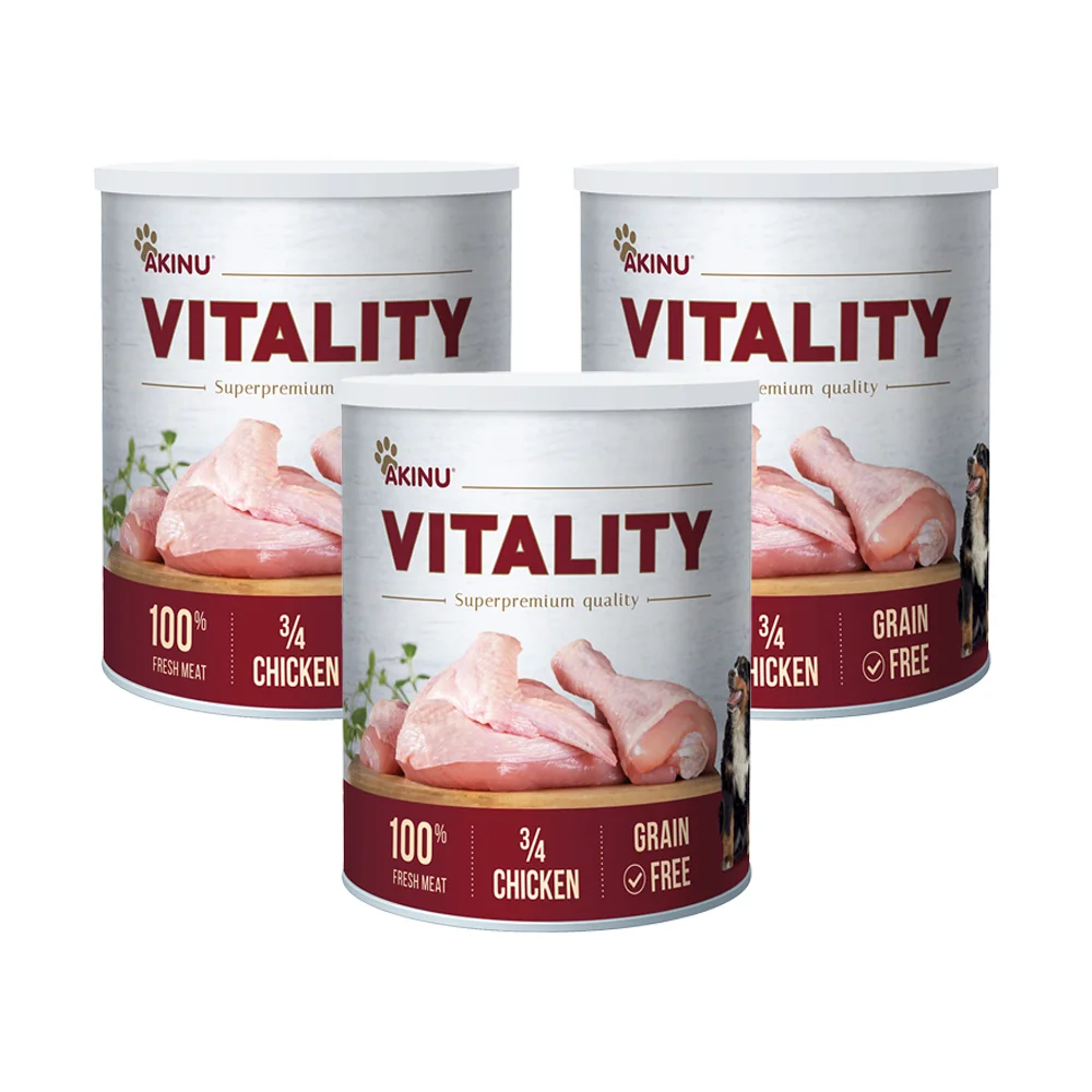 Akinu VITALITY 3/4 Kuřete konzerva pro psy 3 x 800 g