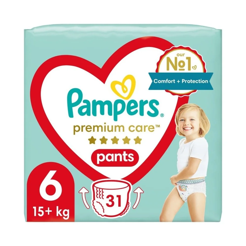 Pampers Premium Care vel. 6 15+ kg plenkové kalhotky 31 ks