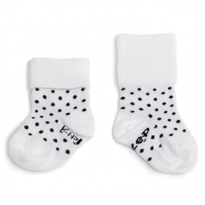 KipKep dětské ponožky Stay-on-Socks 0-6m 2páry Black&White Dots 