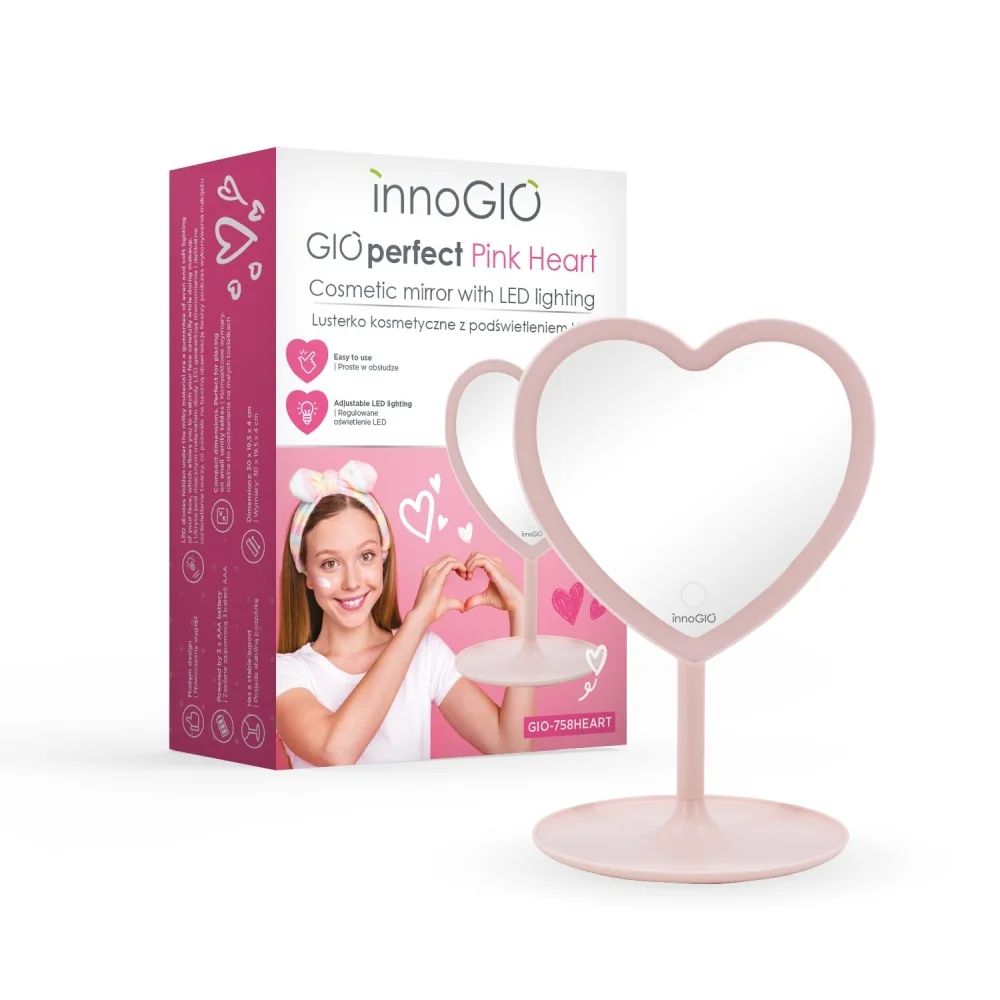 InnoGIO GIOperfect Pink Heart kosmetické zrcátko 1 ks