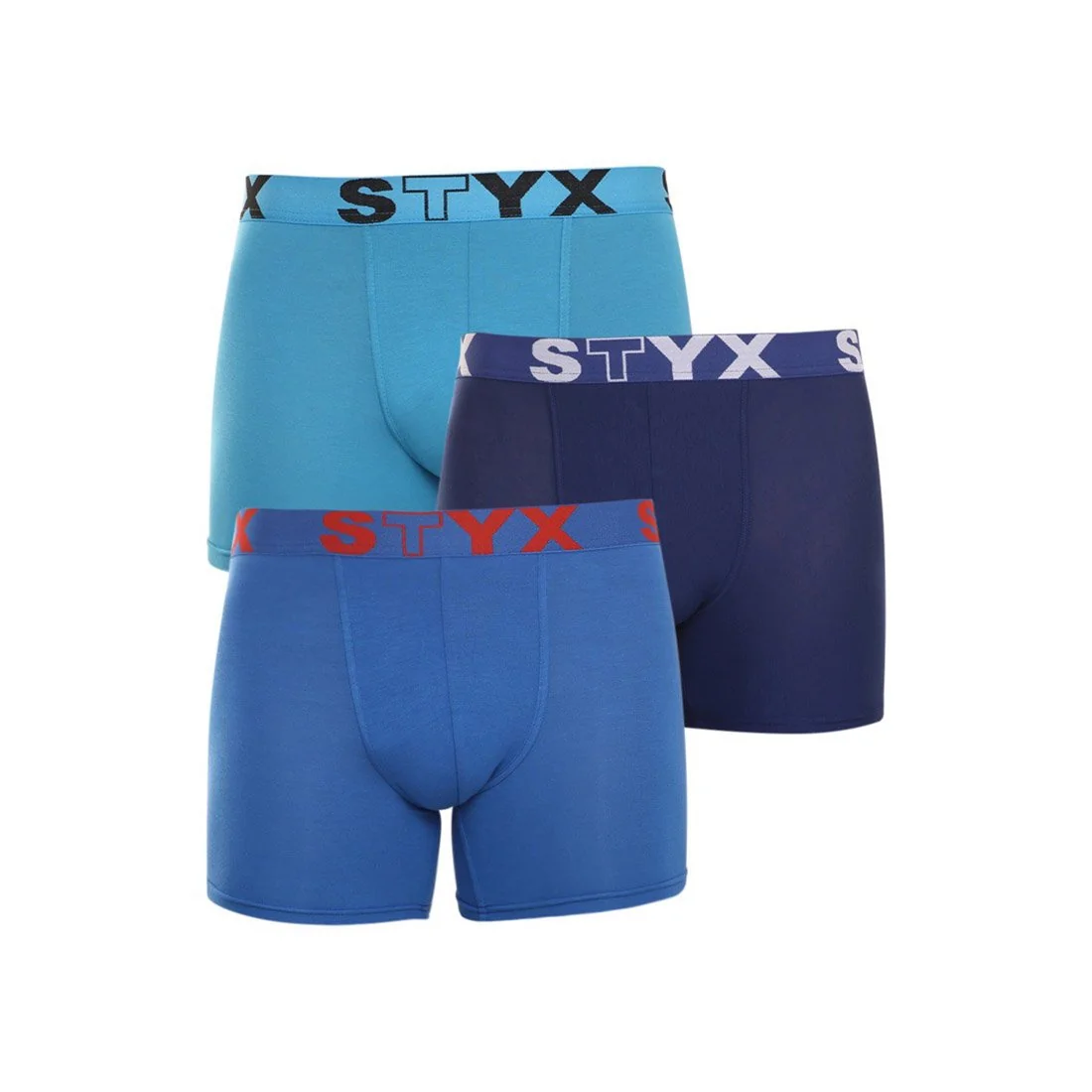 Styx 3PACK pánské boxerky long sportovní guma modré (U9676869) L