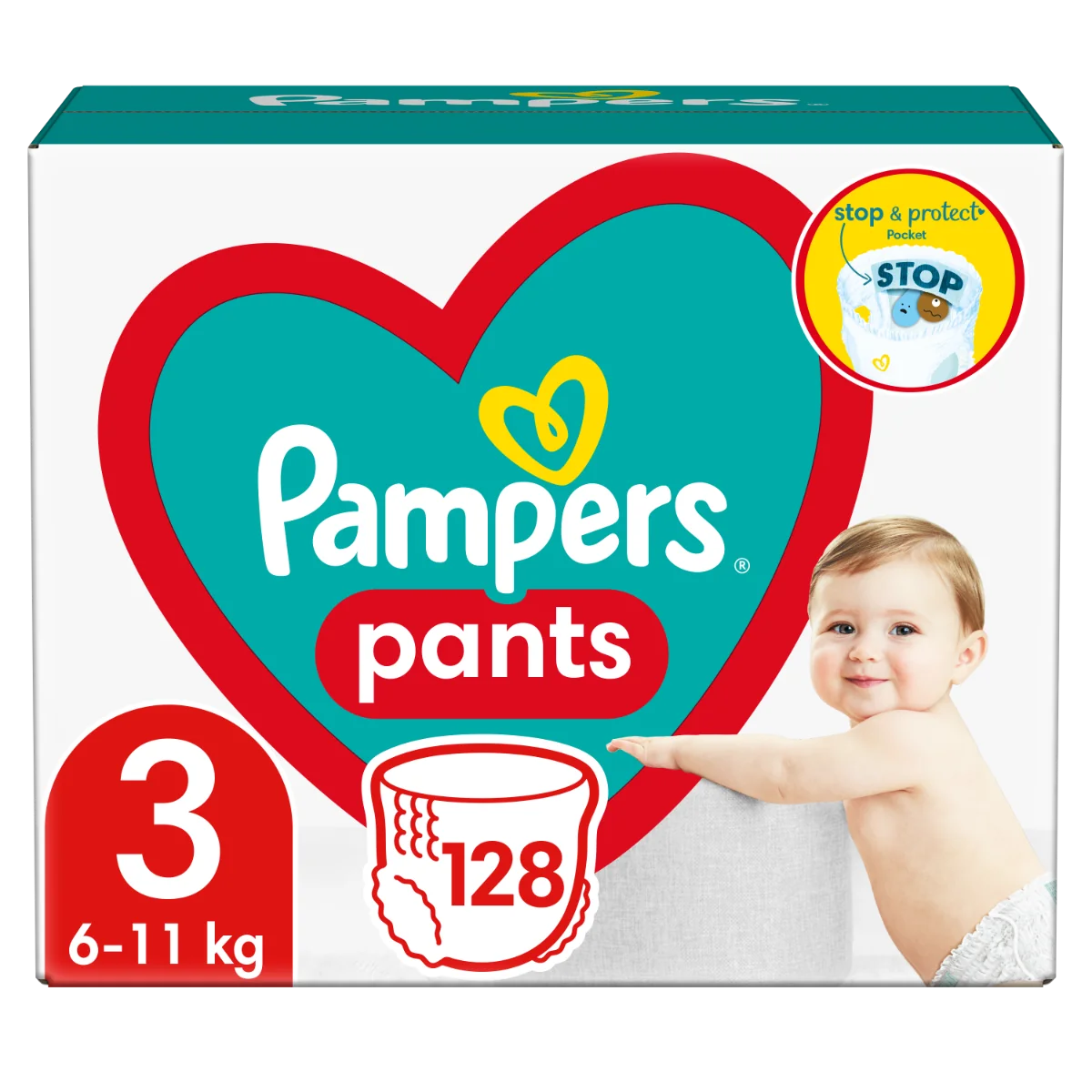 Pampers Pants vel. 3 Mega Pack 6-11 kg plenkové kalhotky 128 ks