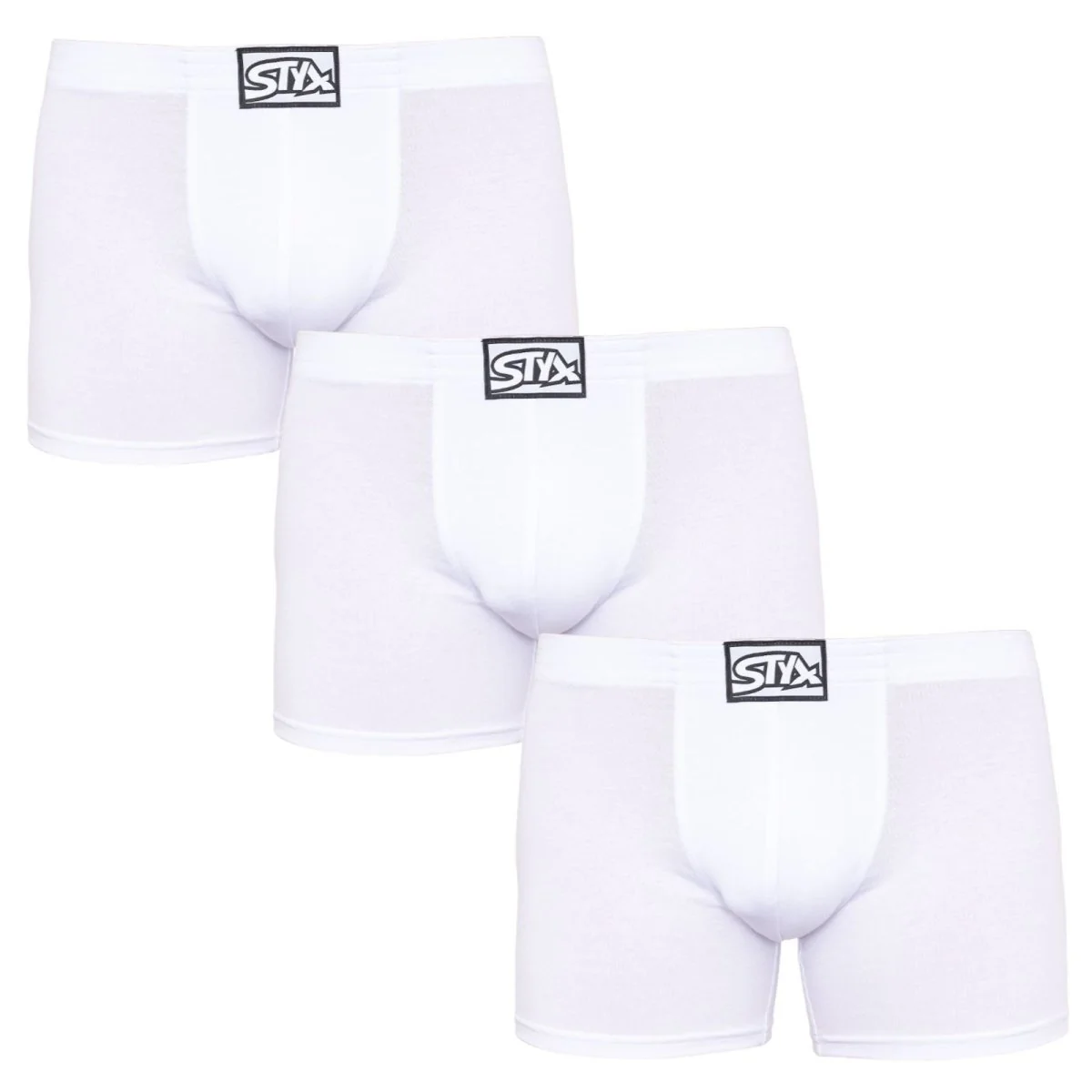 Styx 3PACK pánské boxerky long klasická guma bílé (3F1061) L 