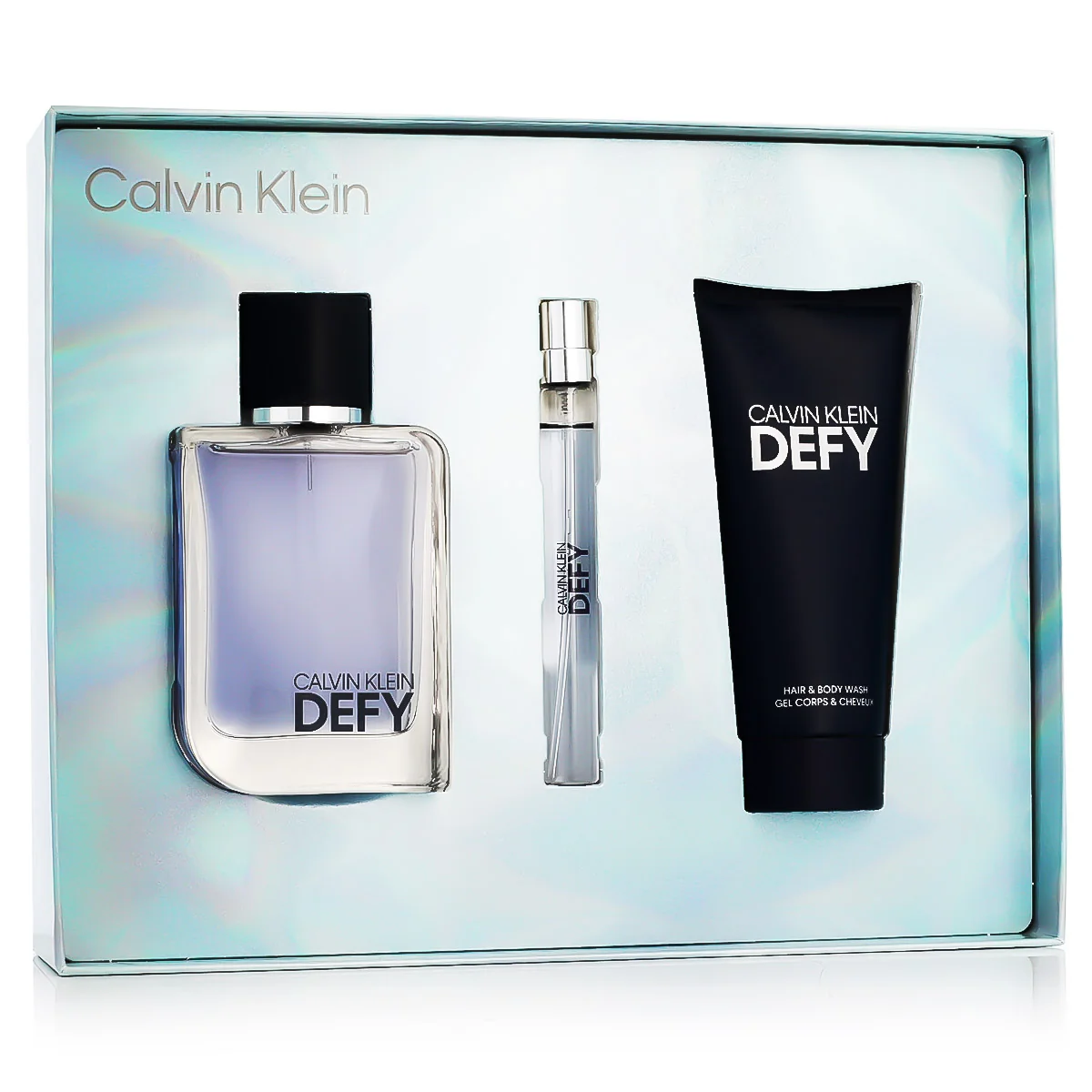 Calvin Klein Defy EDT 100 ml + EDT MINI 10 ml + SG na tělo i vlasy 100 ml M (White Cover with Bottle)