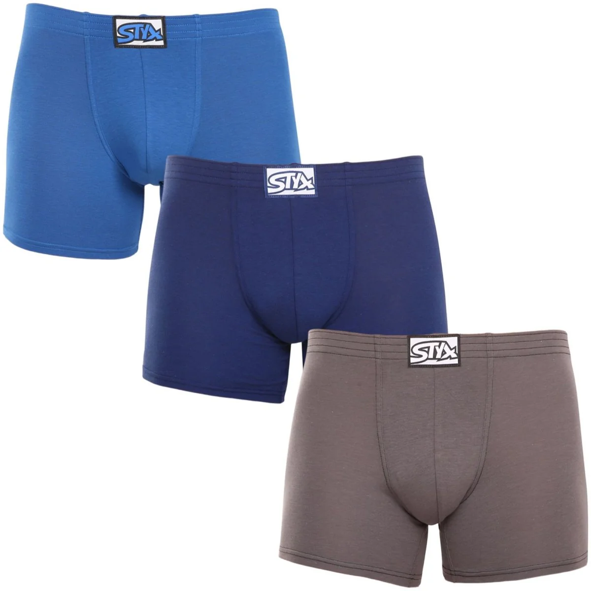 Styx 3PACK pánské boxerky long klasická guma vícebarevné (3F96837) XXL 