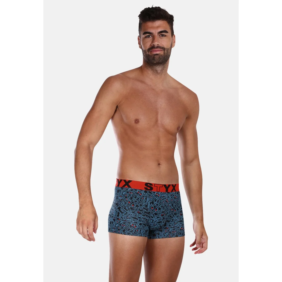 Styx Pánské boxerky art sportovní guma nadrozměr doodle (R1256) 4XL 