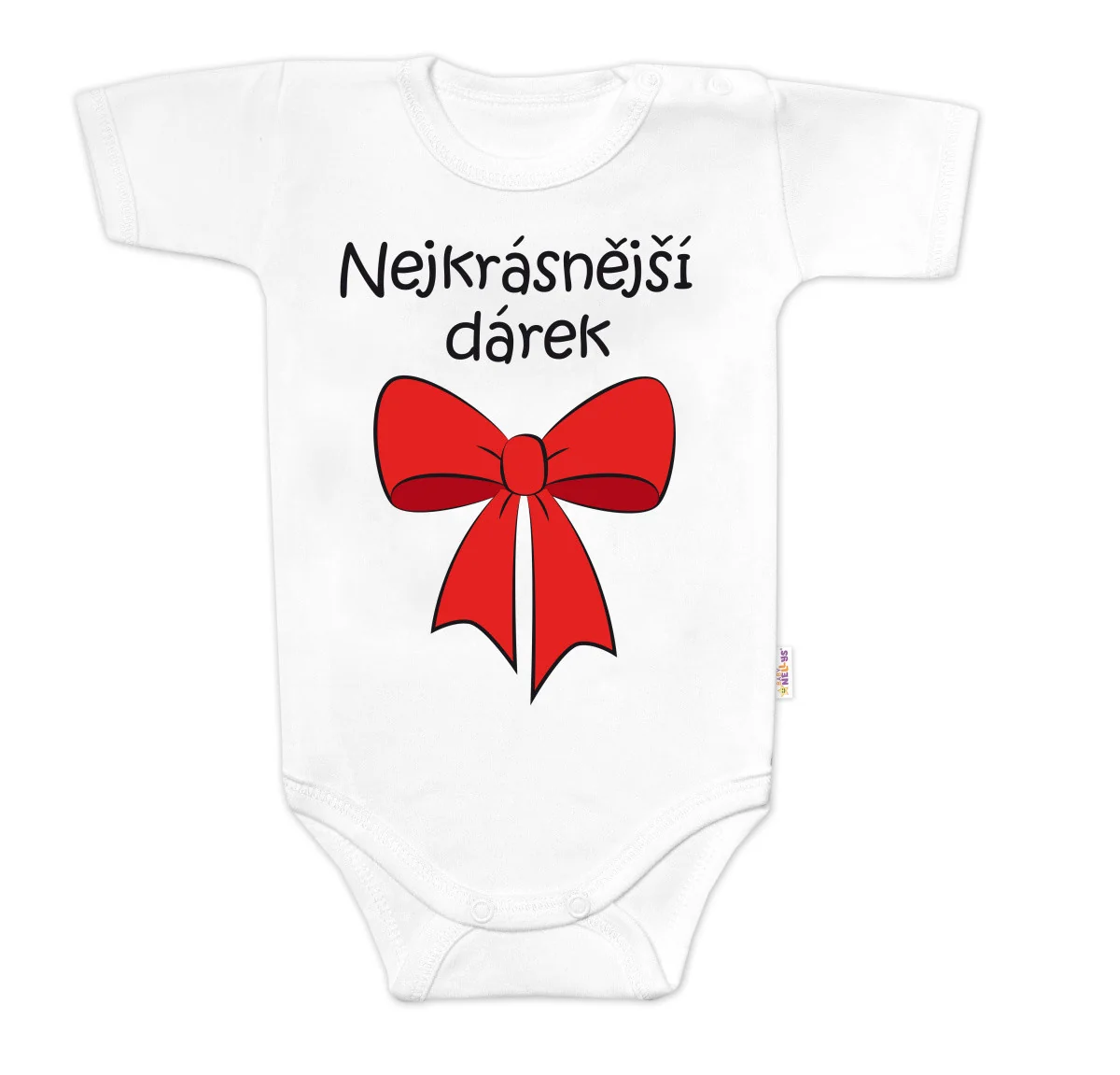 Baby Nellys Body kr. rukáv - Nejkrásnější dárek, bílé, vel. 68