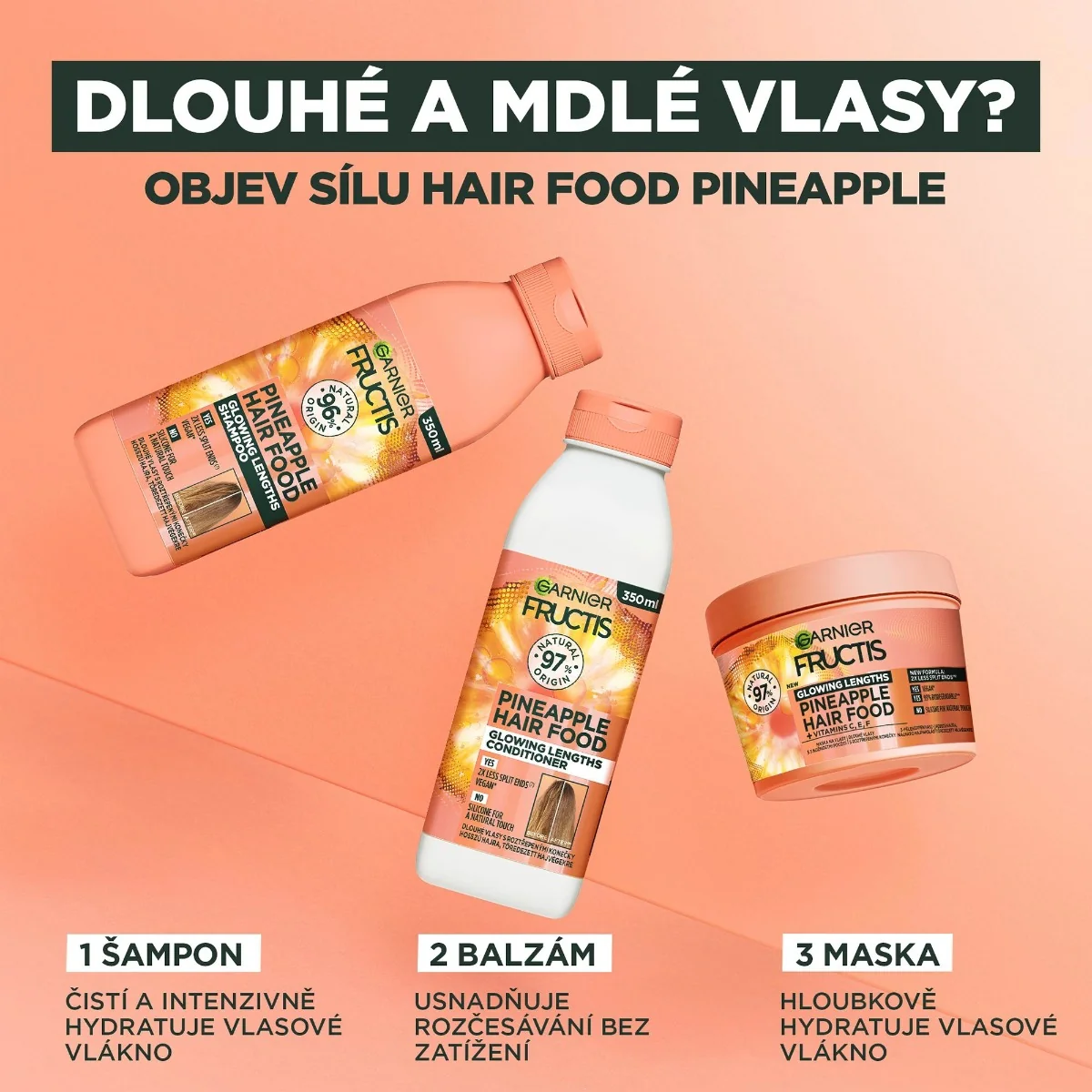 Garnier Fructis Hair Food Pineapple maska pro dlouhé vlasy 400 ml