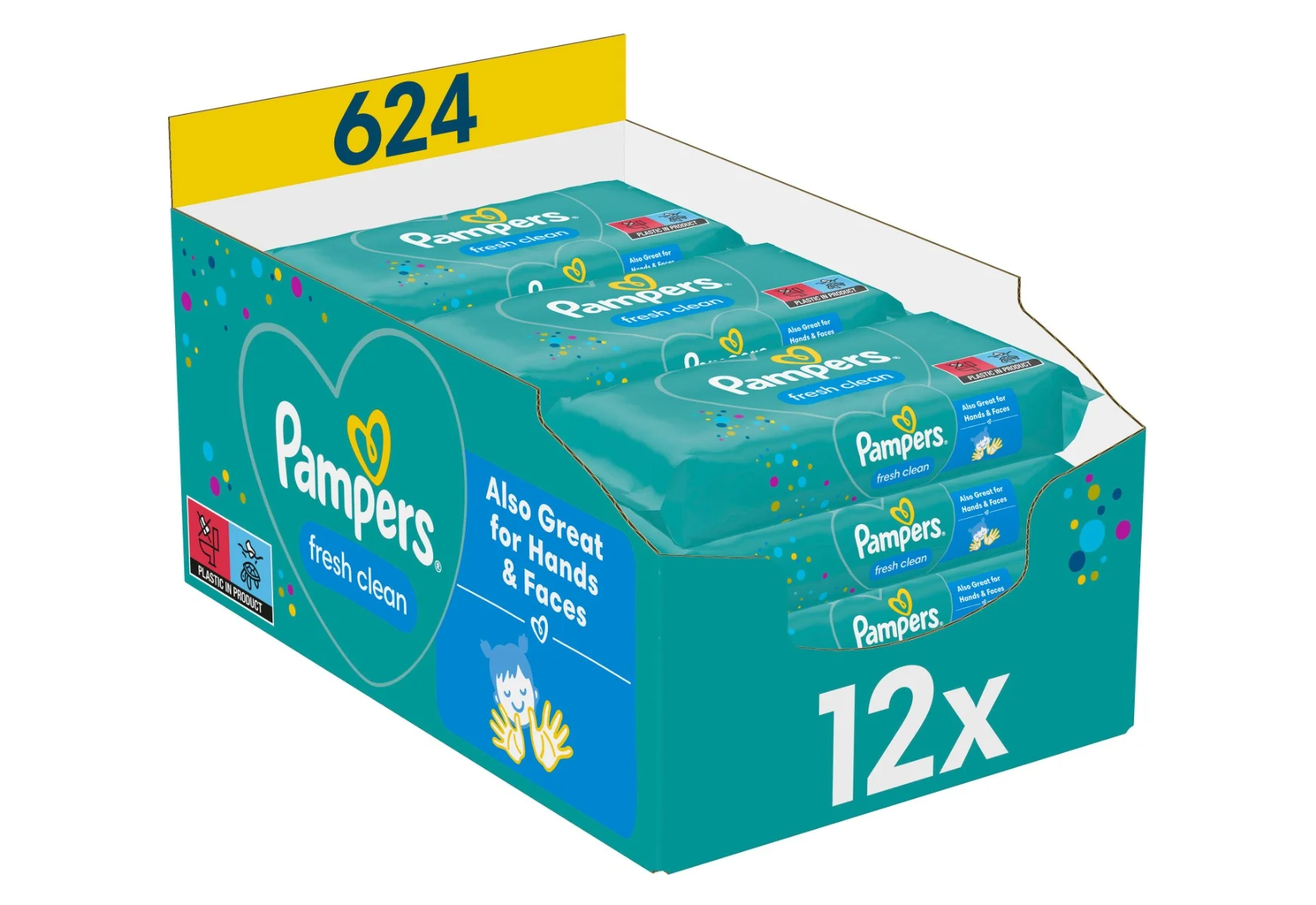 Pampers Fresh Clean vlhčené ubrousky 12x52 ks