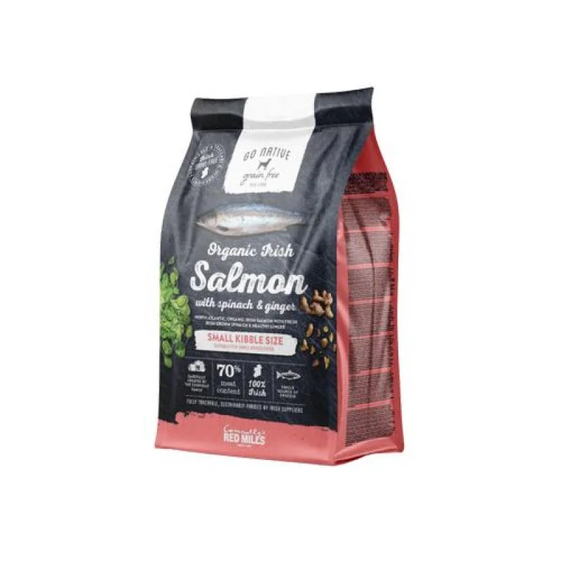 Go Native Small Breed Salmon with Spinach and Ginger 4kg obsahuje až 70%  masa z lososa 