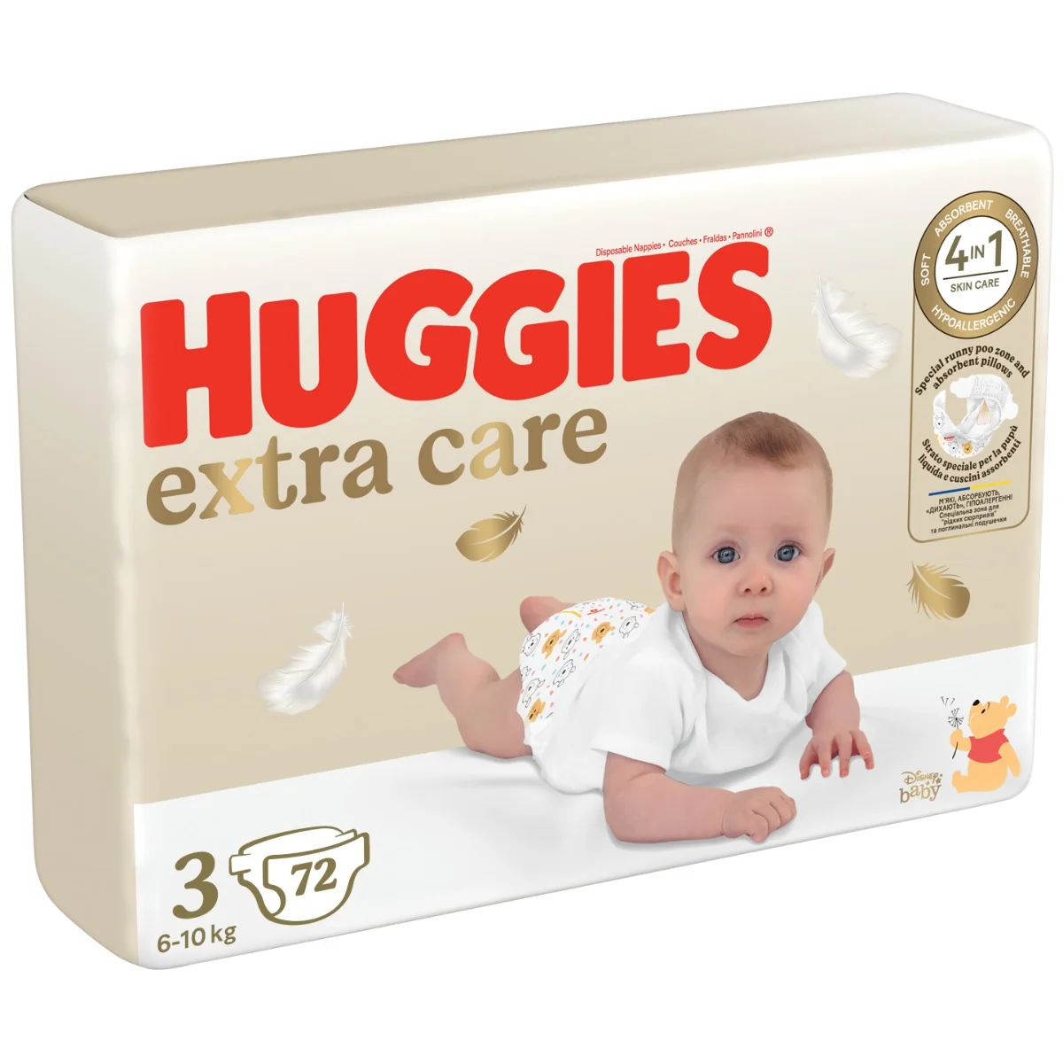 Huggies Extra Care 3 6–10 kg dětské pleny 72 ks