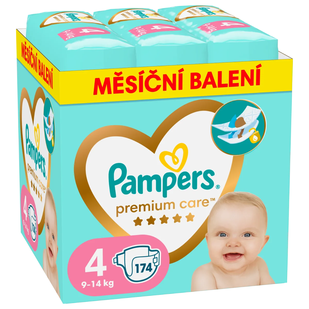 Pampers Premium Care vel. 4 9–14 kg dětské pleny 174 ks