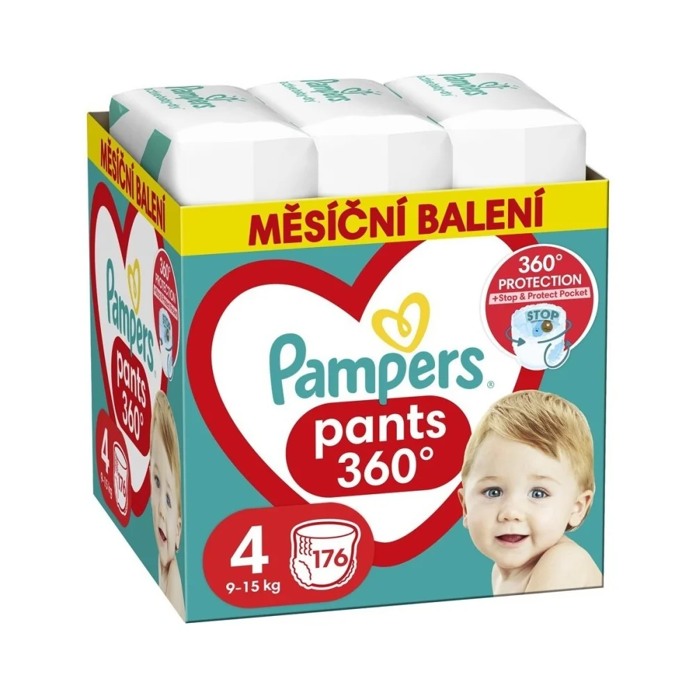 Pampers Pants vel. 4 Monthly Pack 9-15 kg plenkové kalhotky 176 ks