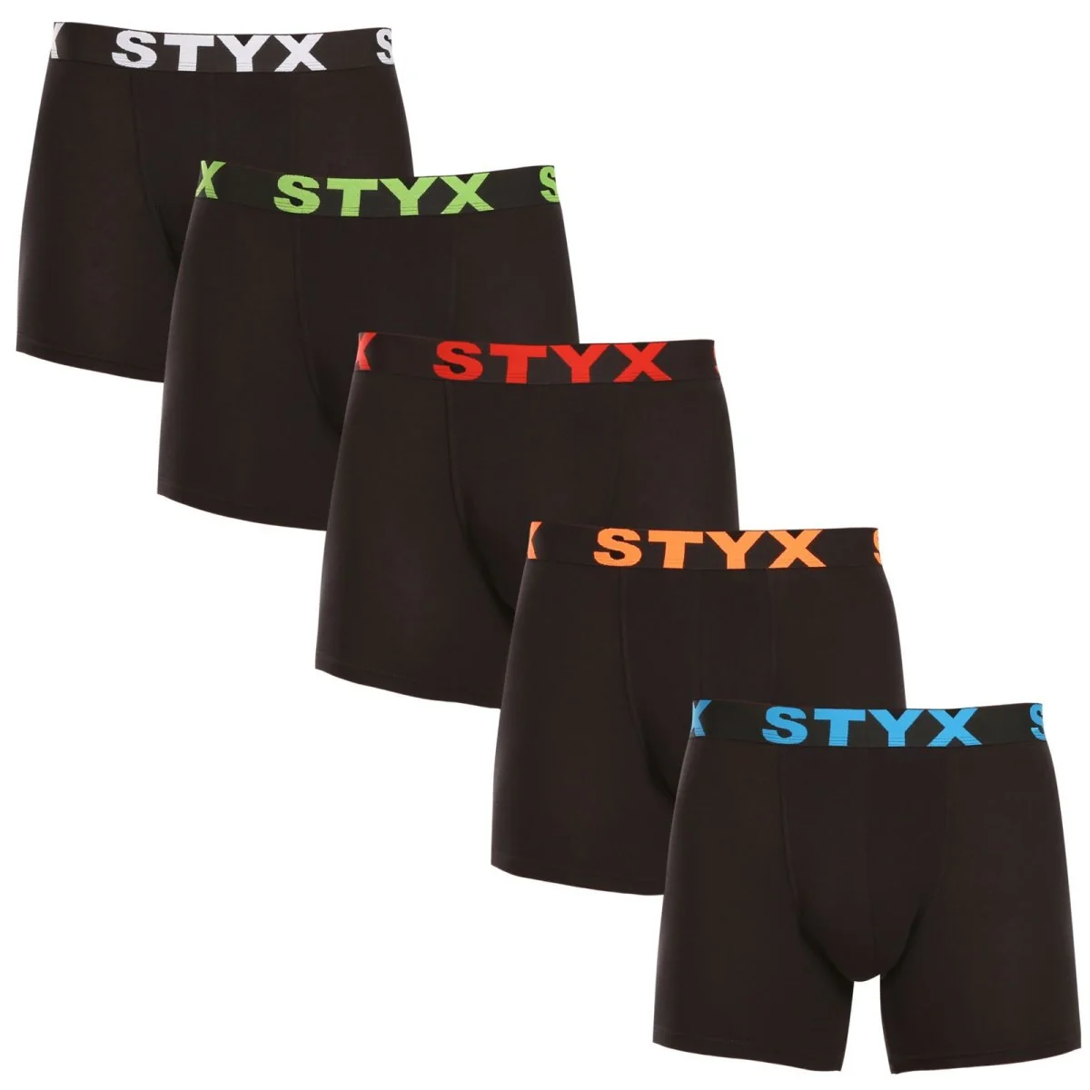 Styx 5PACK pánské boxerky long sportovní guma černé (5U9602) M