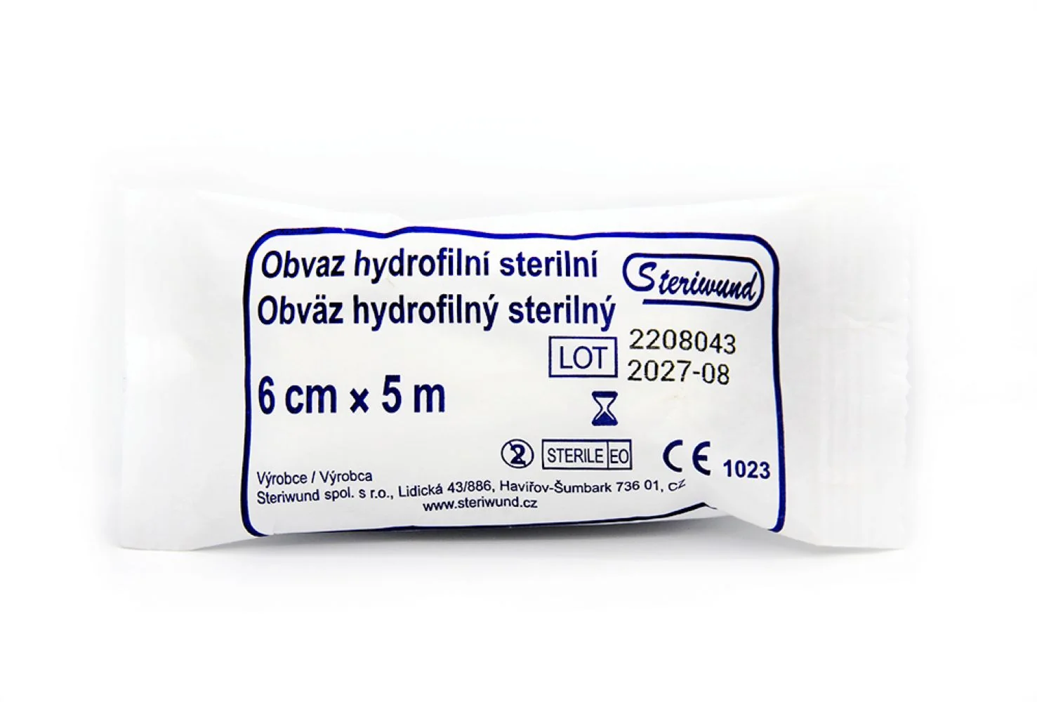 Steriwund Obinadlo hydrofilní pletené sterilní 6 cm x 5 m 1 ks