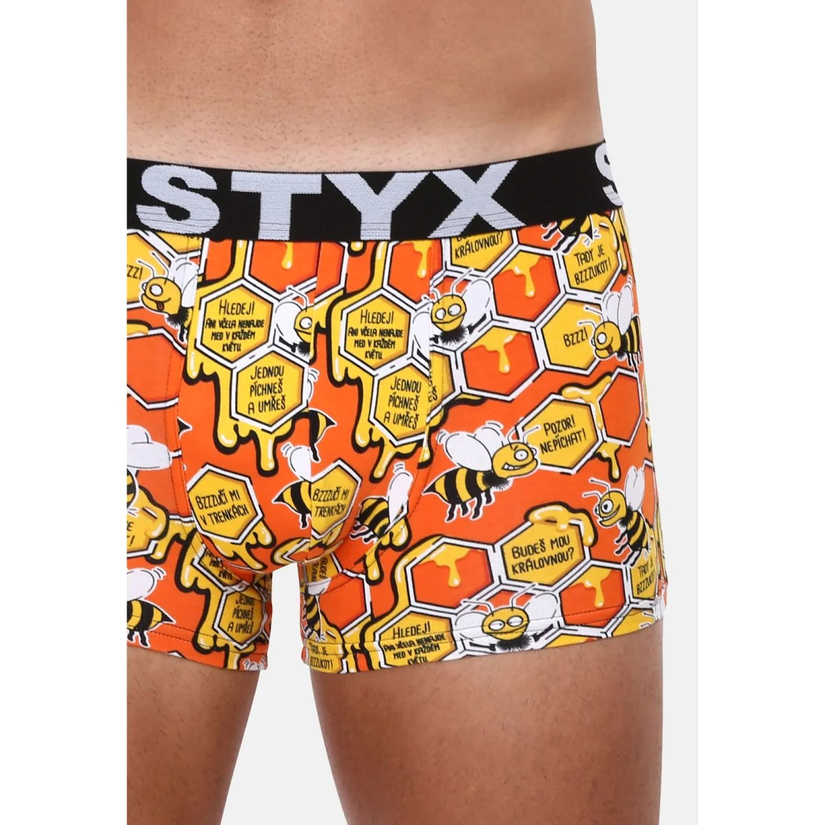 Styx Pánské boxerky art sportovní guma nadrozměr včelky (R1654) 5XL 