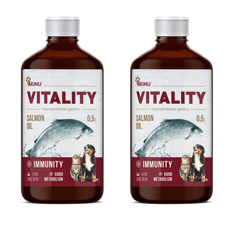 Akinu VITALITY Lososový olej doplněk stravy pro psy a kočky 2 x 500 ml 