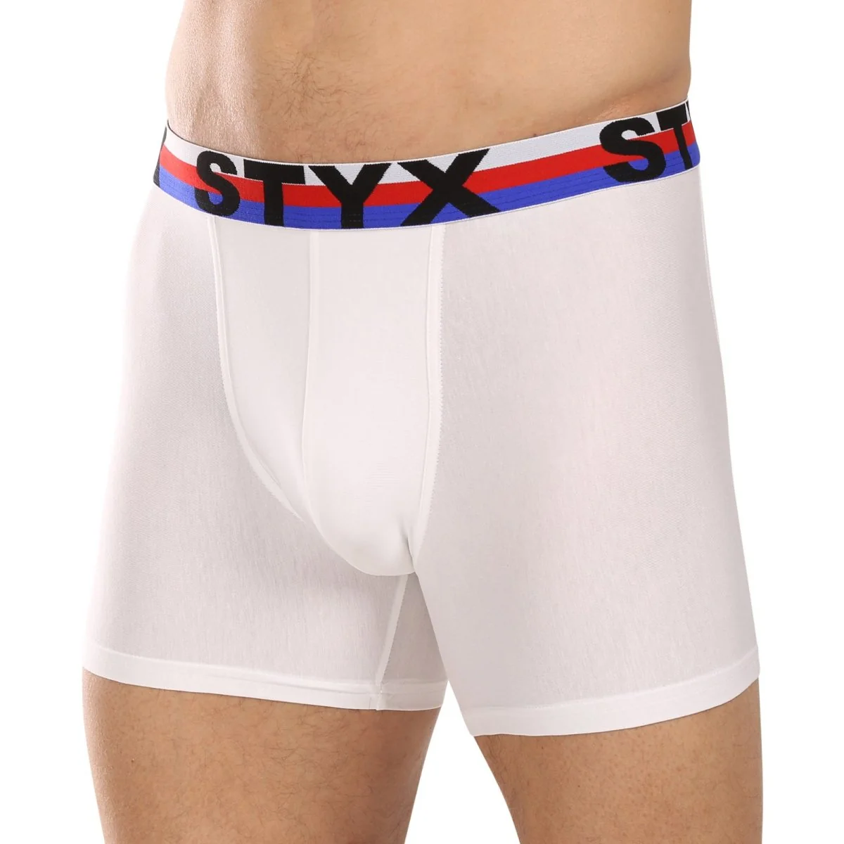 Styx 3PACK pánské boxerky long sportovní guma bílé trikolóra (3U2061) XL 