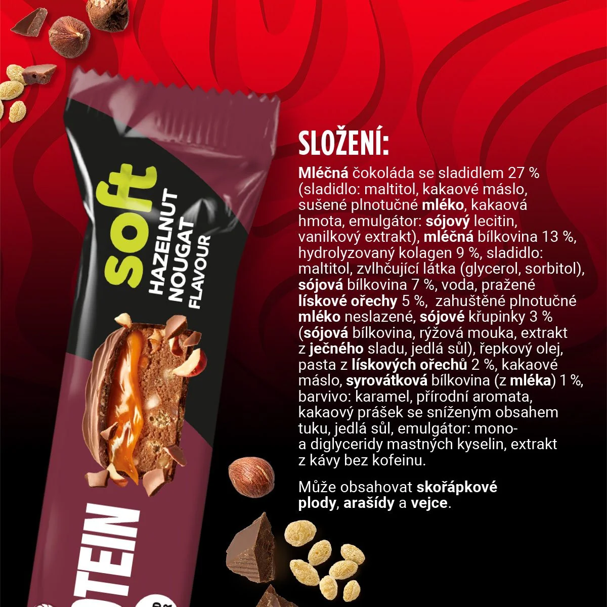 Corny Protein SOFT lískový oříšek-nugát 45 g