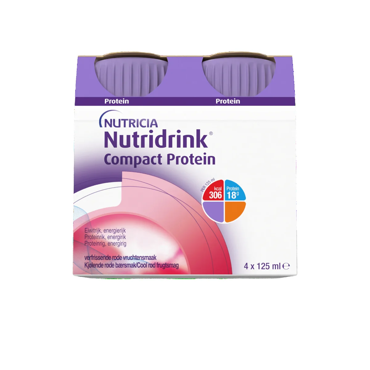 Nutridrink Compact Protein s příchutí chladivého červeného ovoce 4x125 ml