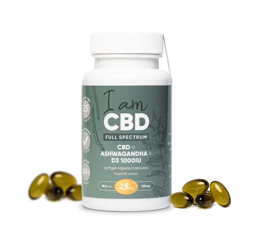 I am CBD Full Spectrum CBD 1500 mg + Ashwagandha + D3 60 kapslí