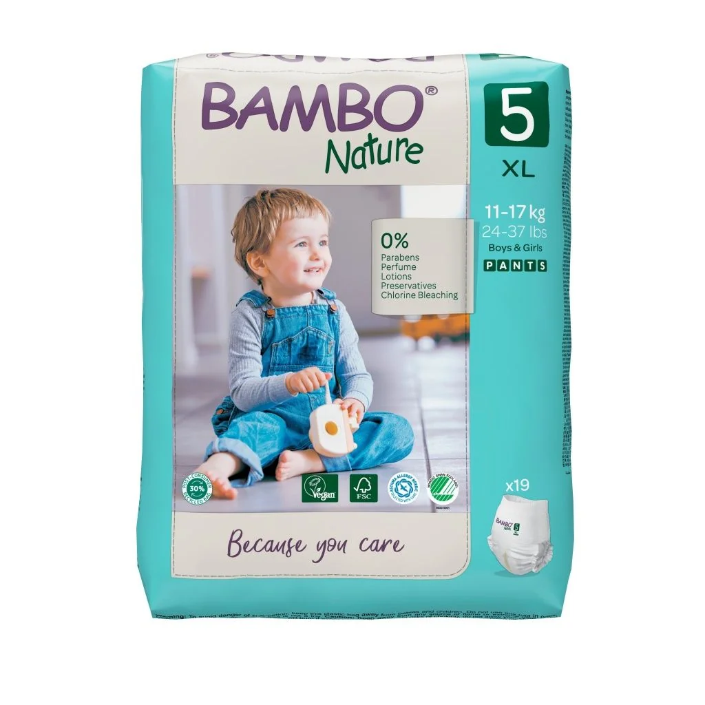 Bambo Nature Pants 5 XL 11-17 kg dětské natahovací plenkové kalhotky 19 ks