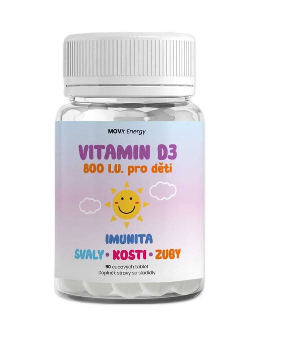 MOVit Energy Vitamin D3 800 I.U. pro děti 90 cucavých tablet