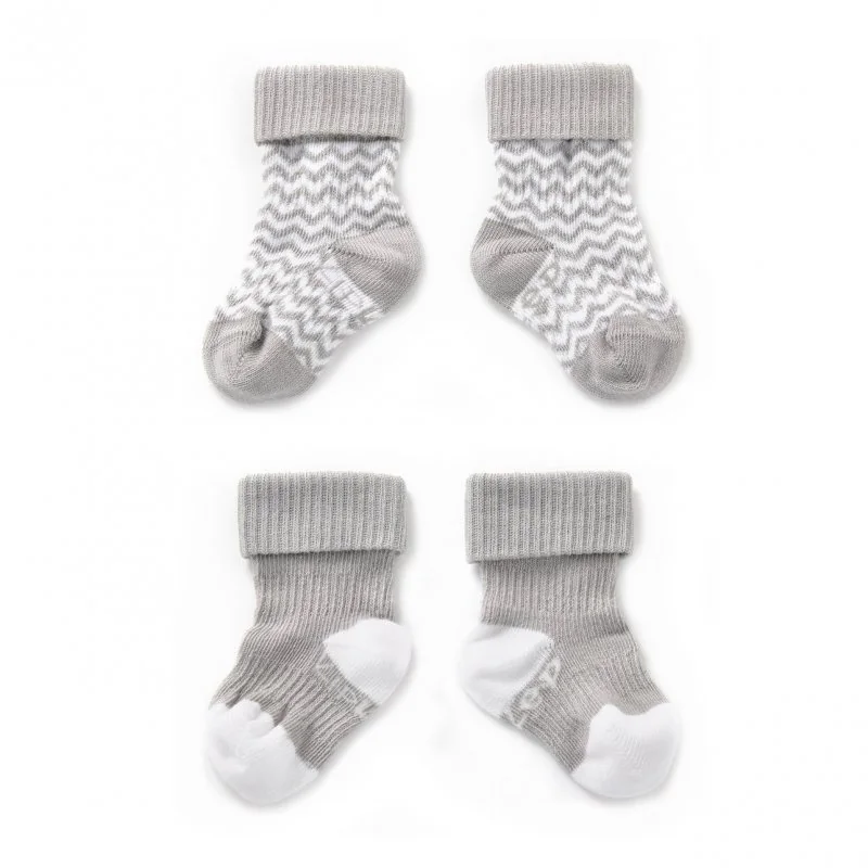 KipKep dětské ponožky Stay-on-Socks 0-6m 2páry Silver Grey 