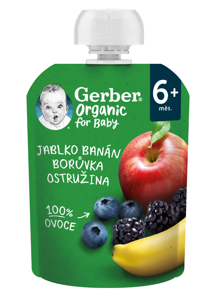 Gerber Organic Kapsička Jablko/banán/borůvky/ostružiny 90 g