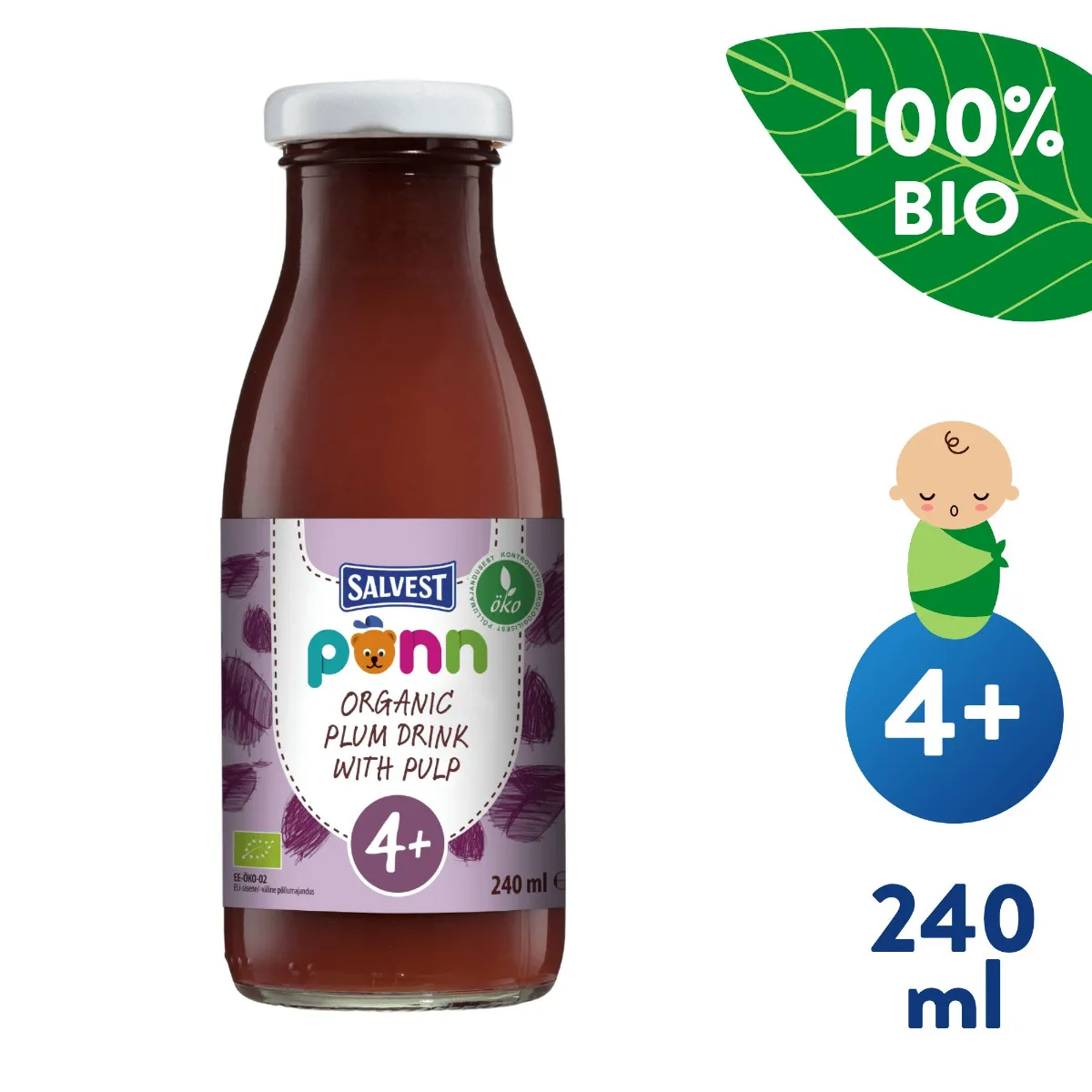 SALVEST Põnn BIO Švestková šťáva s dužinou 240 ml