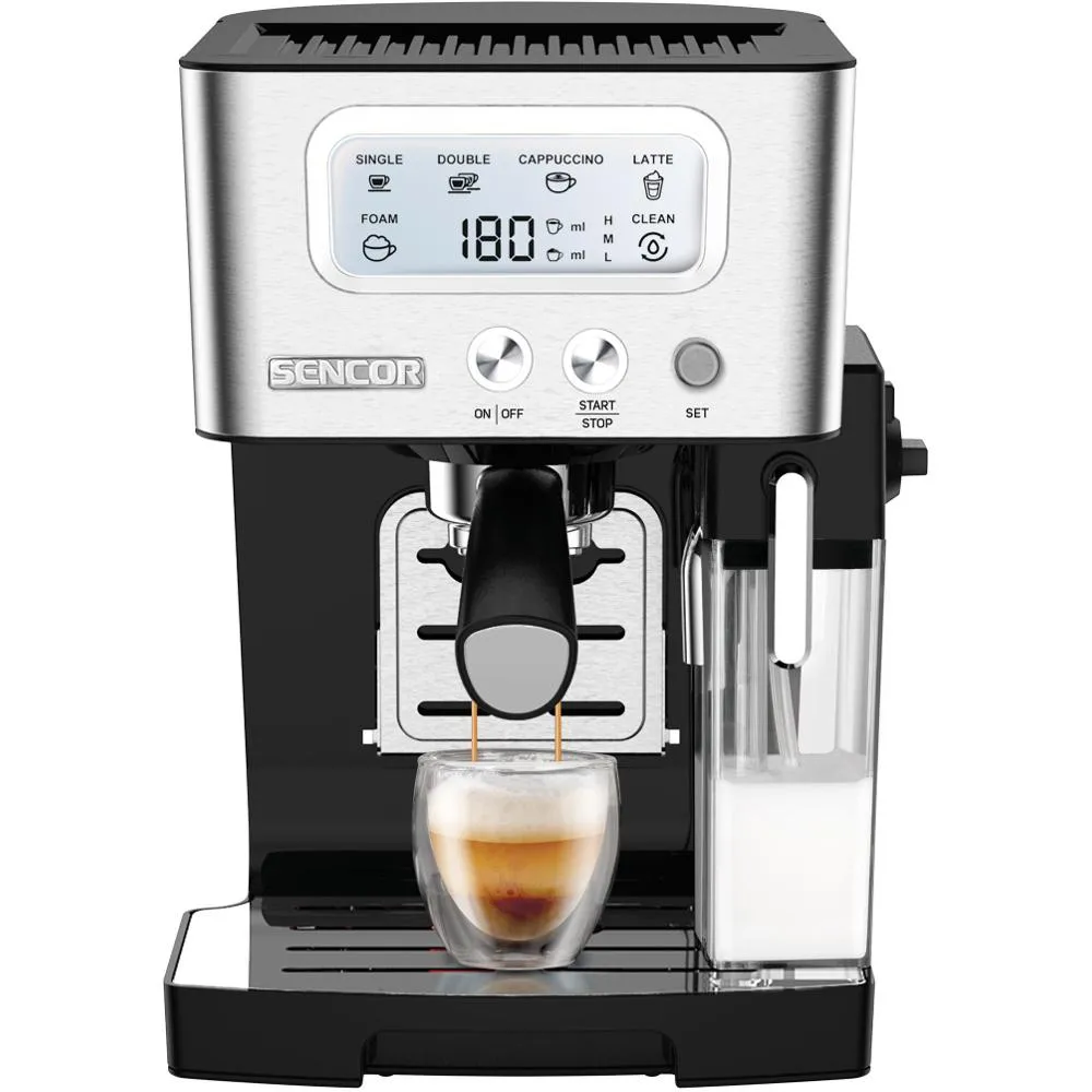 SENCOR SES 4090SS Espresso poloautomatický pákový kávovar černý/stříbrný