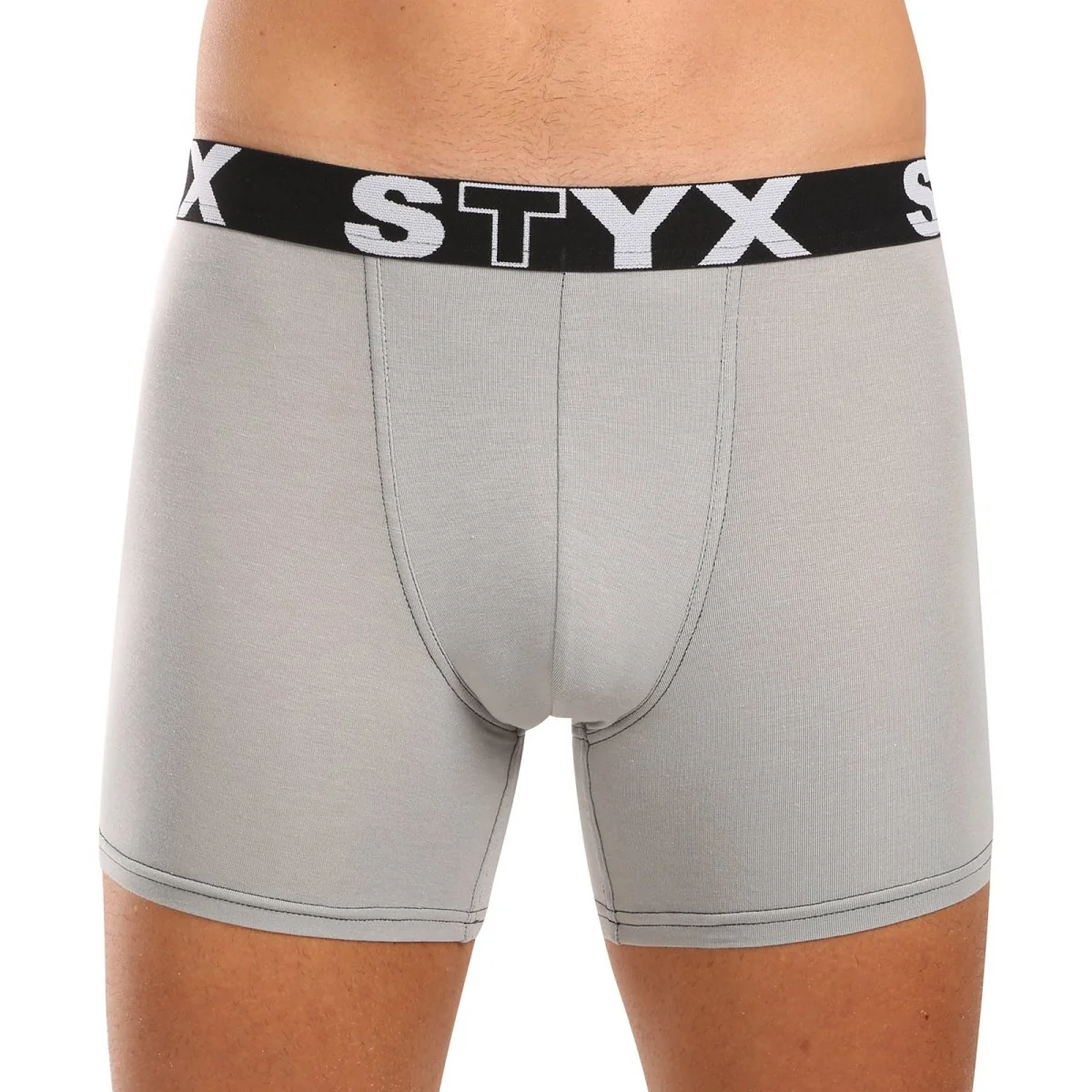 Styx Pánské boxerky long sportovní guma světle šedé (U1062) XL