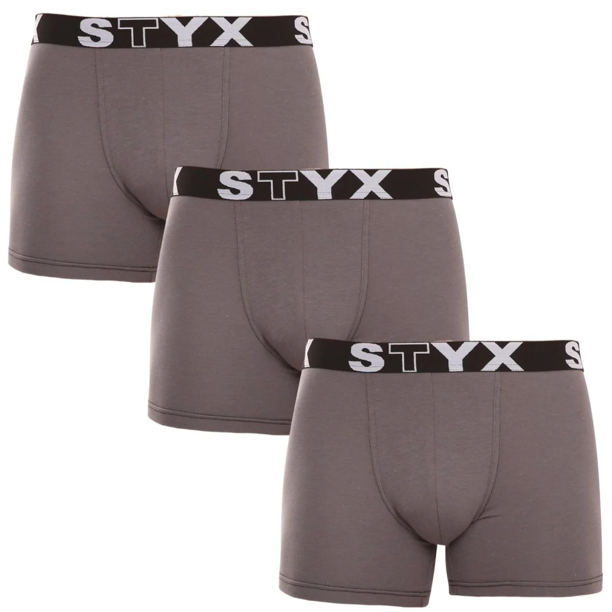 Styx 3PACK pánské boxerky long sportovní guma tmavě šedé (3U1063) XL