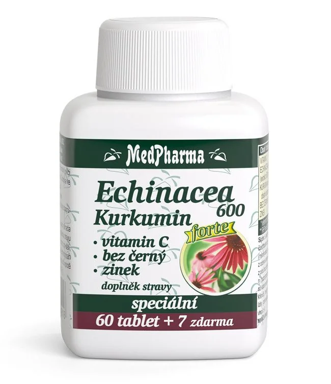 Medpharma Echinacea 600 Forte + kurkumin + vitamin C + bez černý + zinek 67 tablet