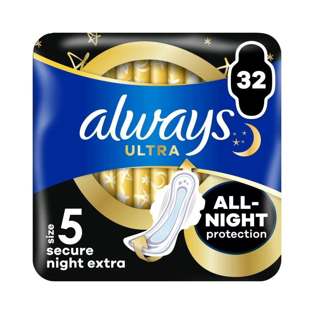 Always Ultra Secure Night Extra hygienické vložky 32 ks