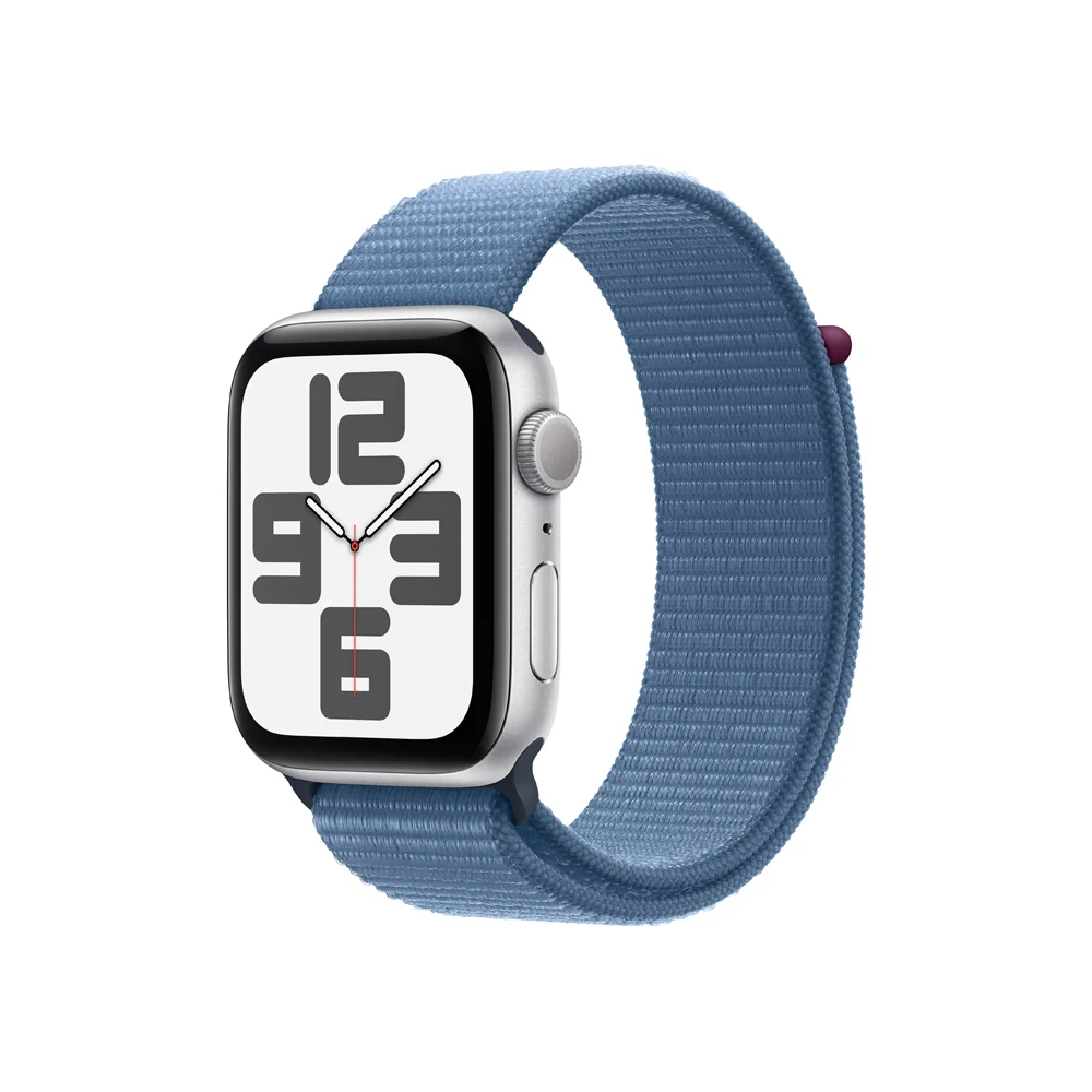 Apple Watch SE 44 mm sport loop smart hodinky Silver/Winter Blue