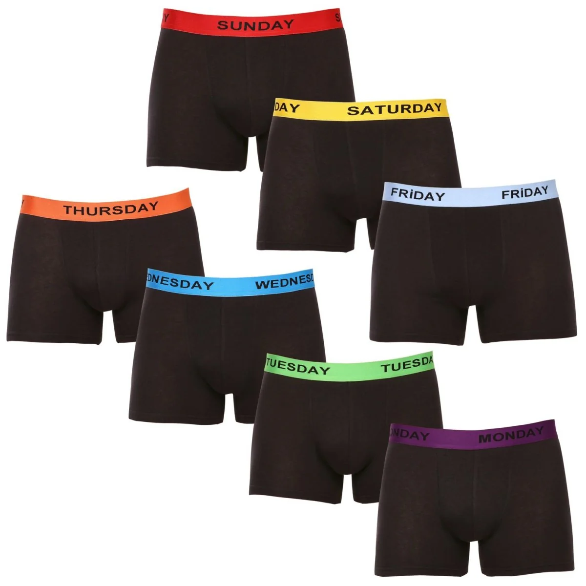 Nedeto 7PACK pánské boxerky černé (7NB001-week) XL