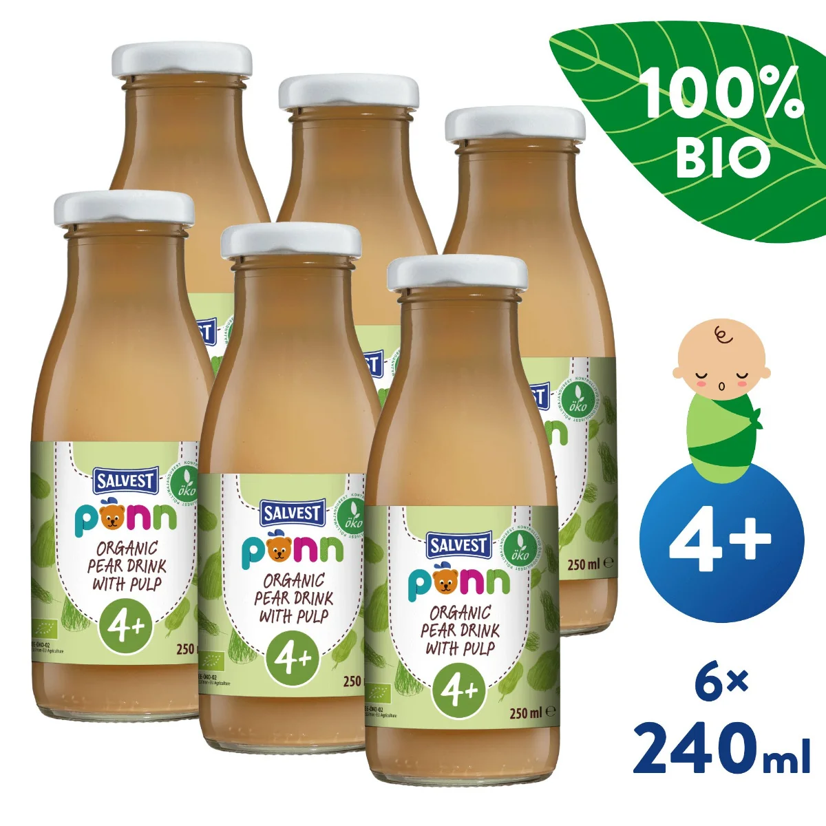 SALVEST Põnn BIO Hrušková šťáva s dužinou 6x240 ml