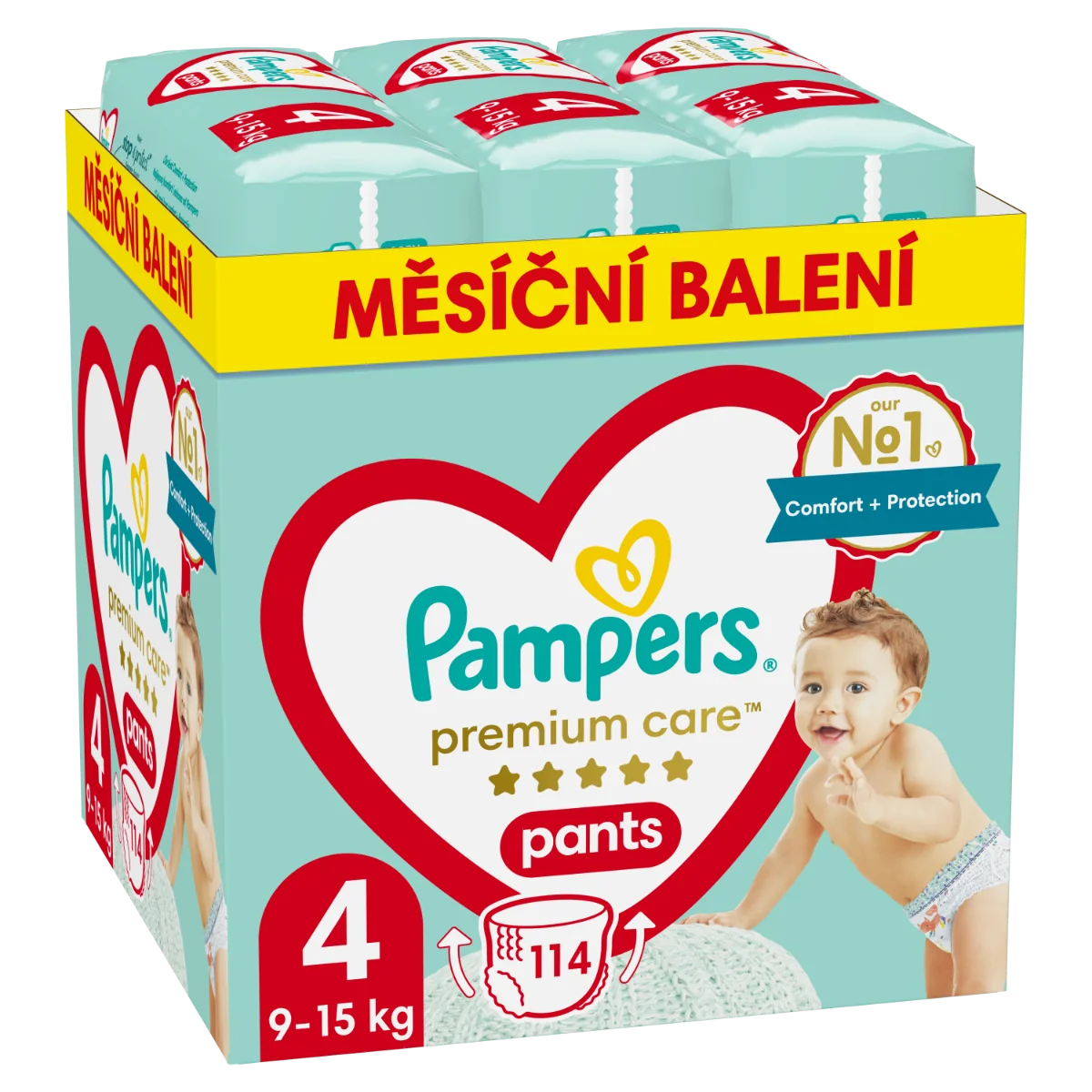 Pampers Premium Care Pants vel. 4 9–15 kg plenkové kalhotky 114 ks