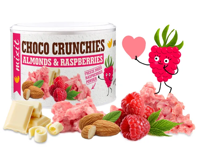 Mixit Crunchies Malinové čokohrudky s mandlemi 140 g