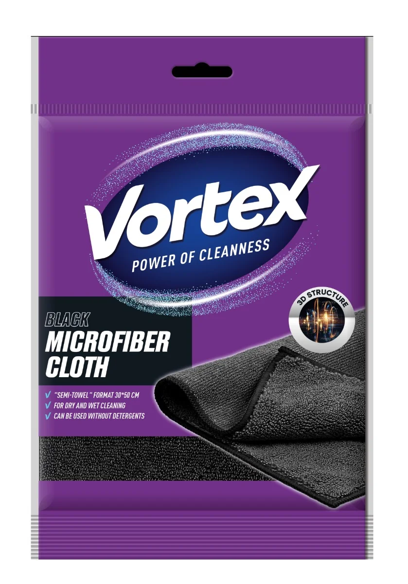 Vortex Hadřík z mikrovlákna Semi-Towel Black 1 ks