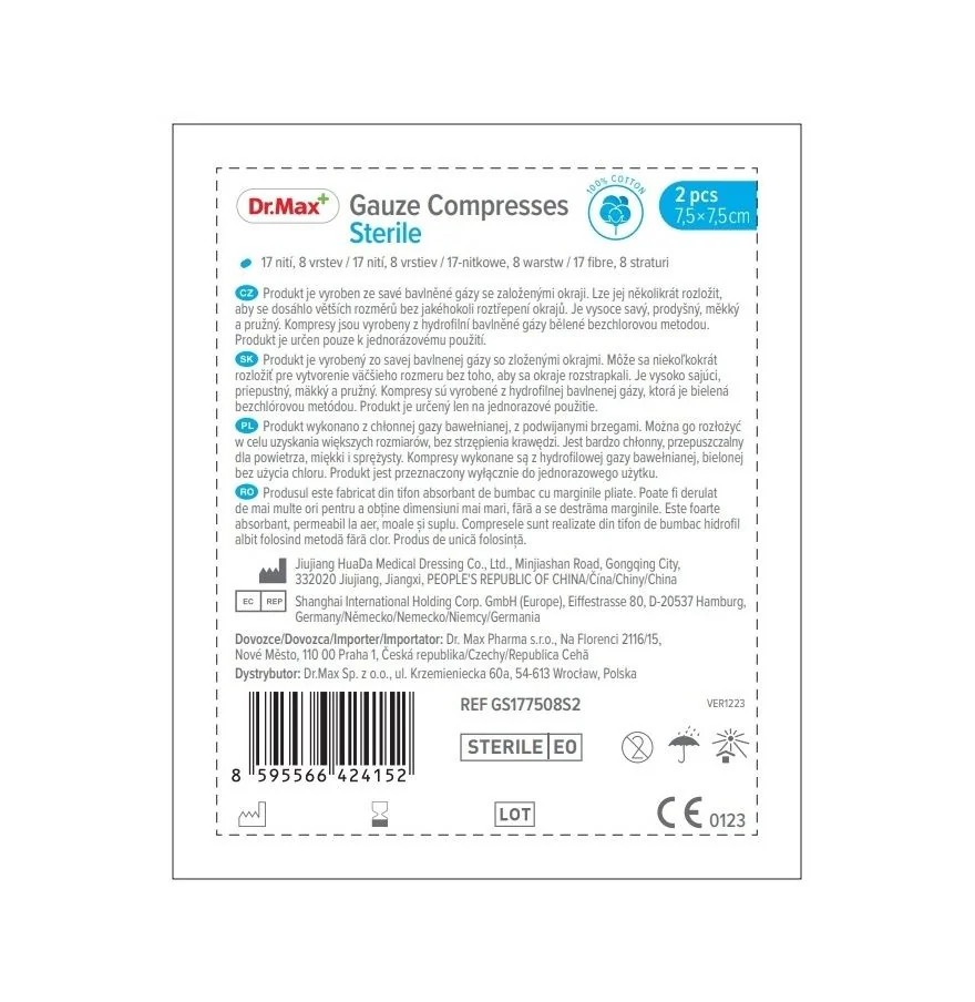 Dr. Max Gauze Compresses Sterile 7,5 x 7,5 cm 2 ks