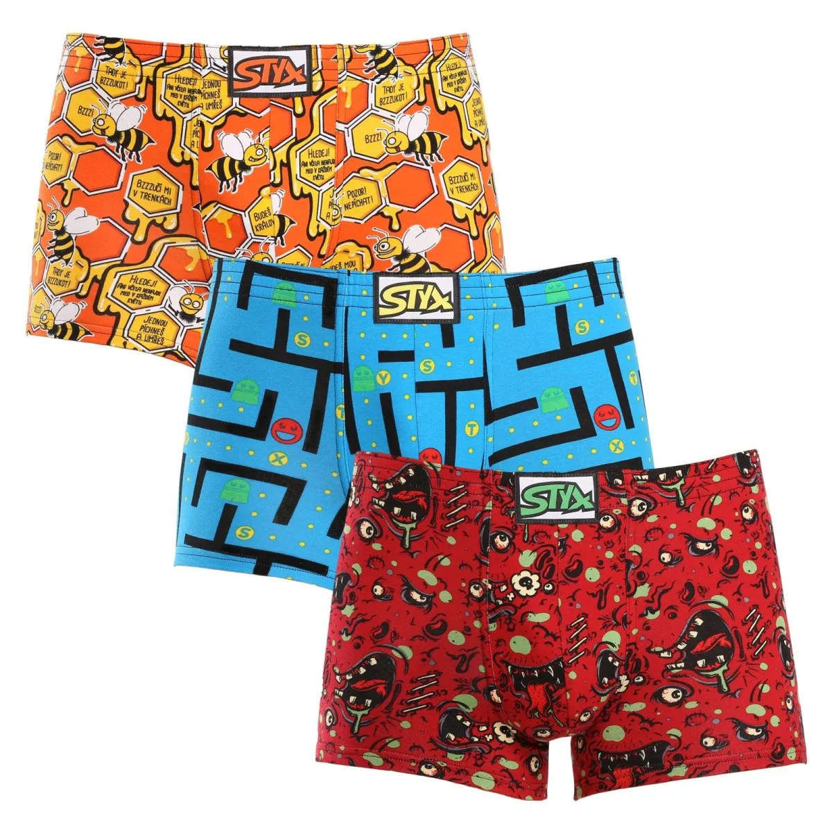 Styx 3PACK pánské boxerky art klasická guma vícebarevné (3Q12914) L 