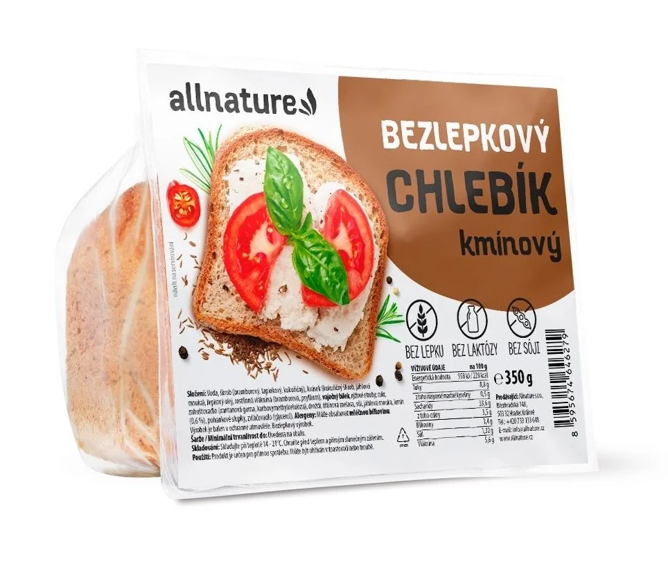 Allnature Bezlepkový chlebík kmínový 350 g