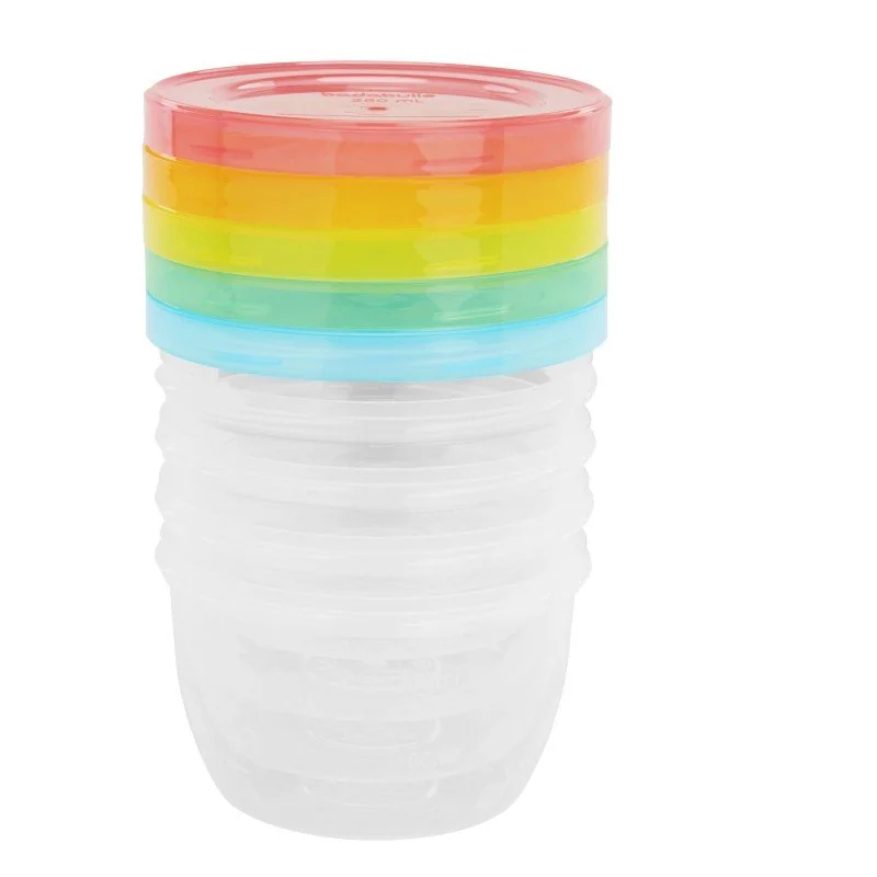 Badabulle misky s víčky MAXI FUN COLORS 250ml sada 5ks 