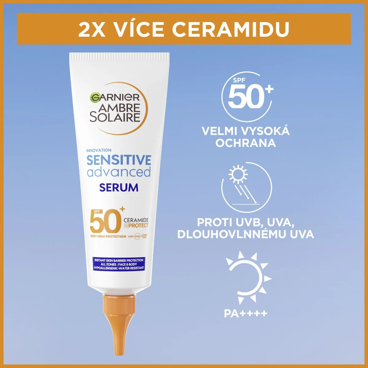 Garnier Ambre Solaire Sensitive Advanced SPF50+ ochranné sérum s ceramidy 125 ml