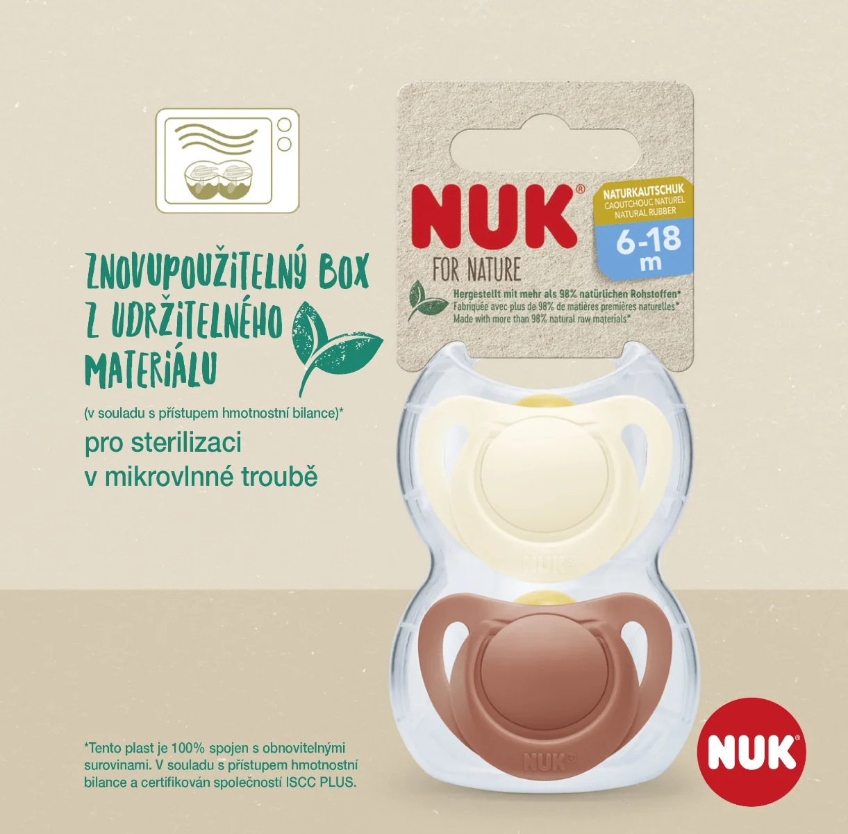 NUK For Nature Dudlík latex 6-18m box 2 ks