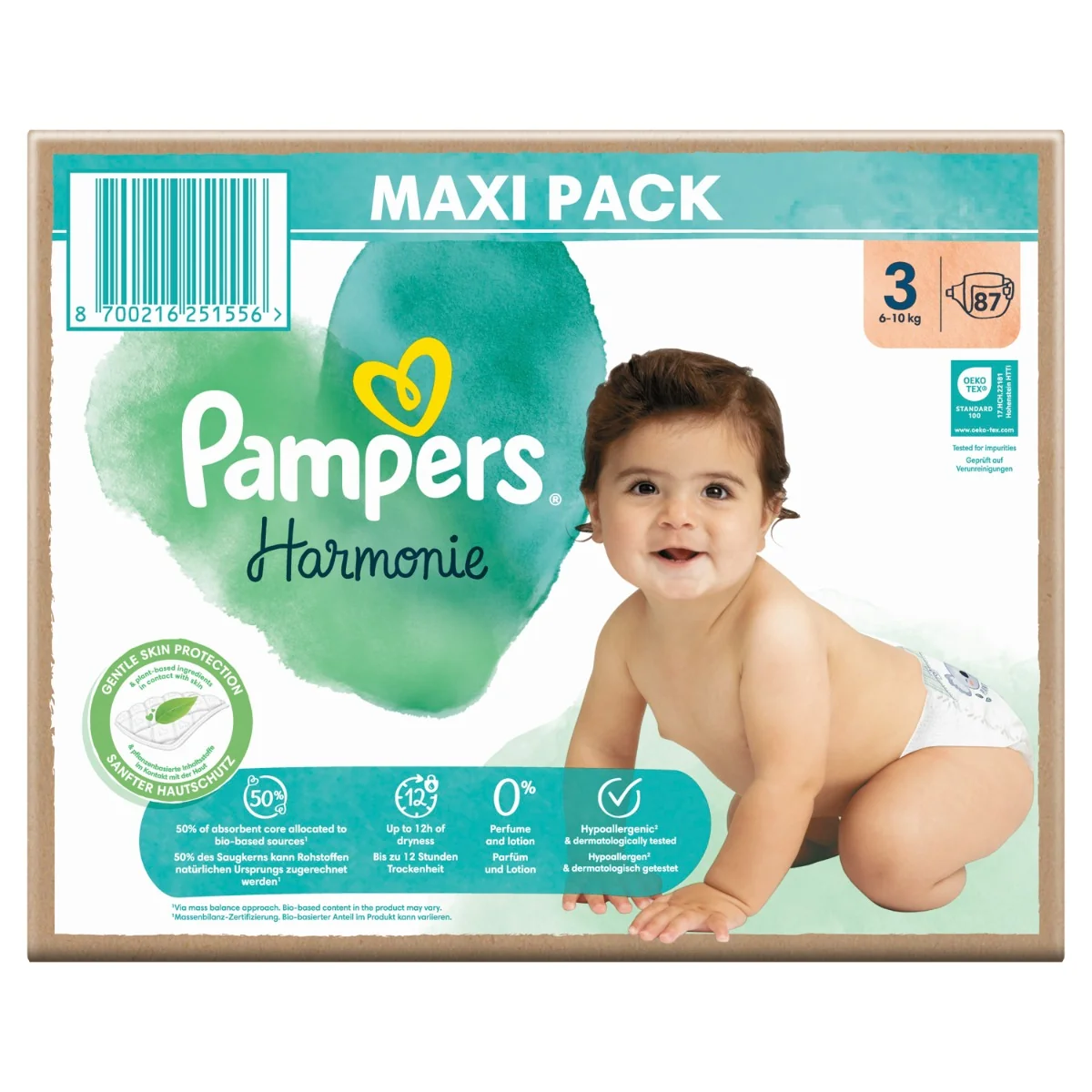 Pampers Harmonie Maxi Pack vel. 3 6–10 kg dětské pleny 87 ks